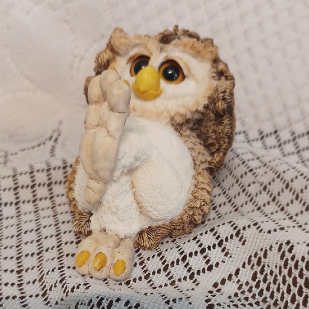 Whimsical Keith Sandulak "Hoot Family" - Brown and White Owl Decor Accent 6851